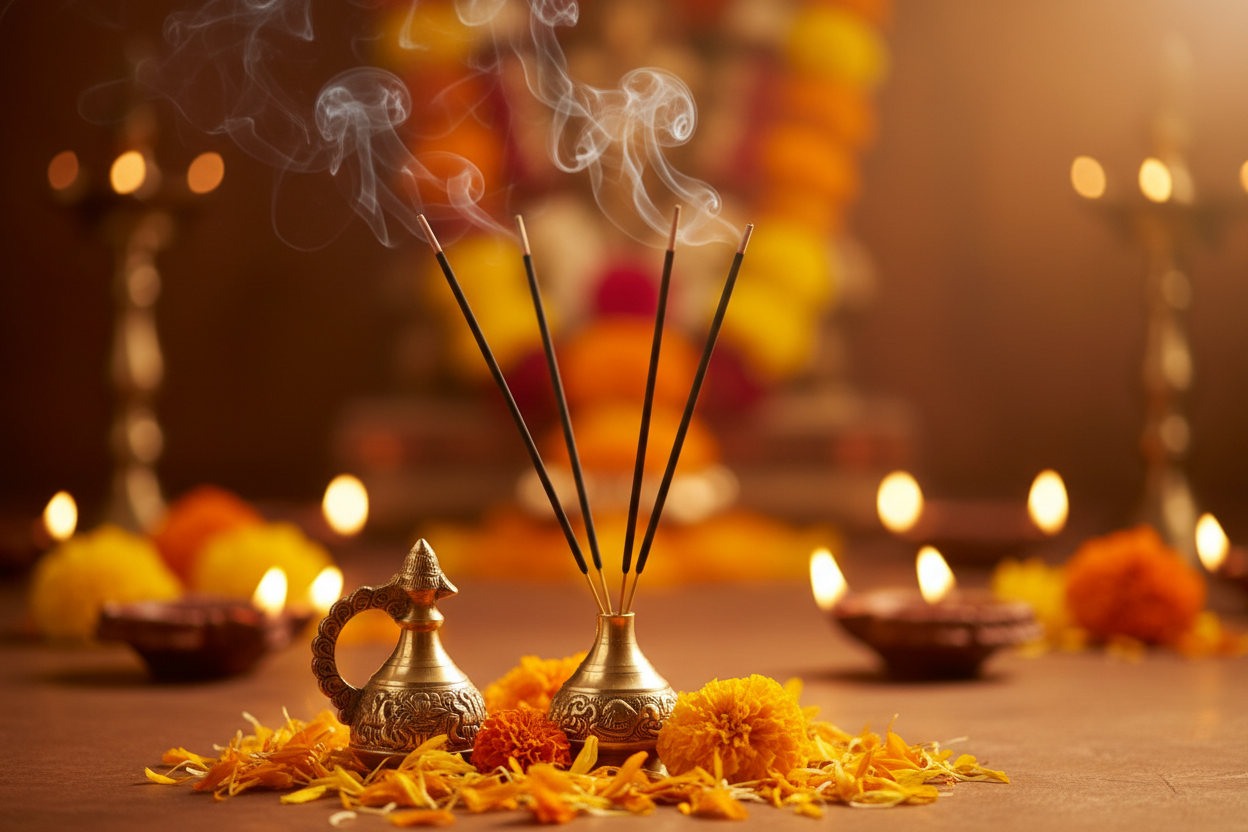 Sacred Incense &amp; Agarbathis. Create a divine atmosphere for daily puja and meditation with traditionally prepared fragrances.